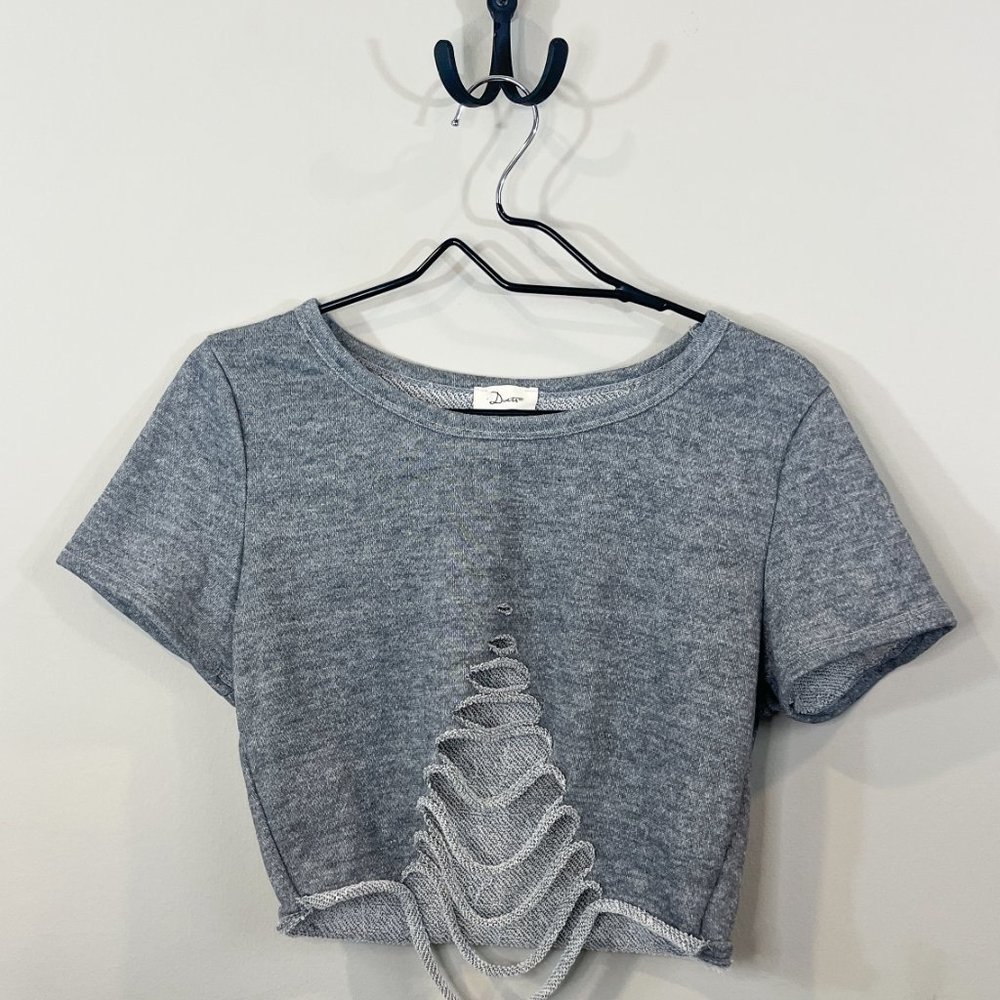 Grey Crop Top with Cut Outs
